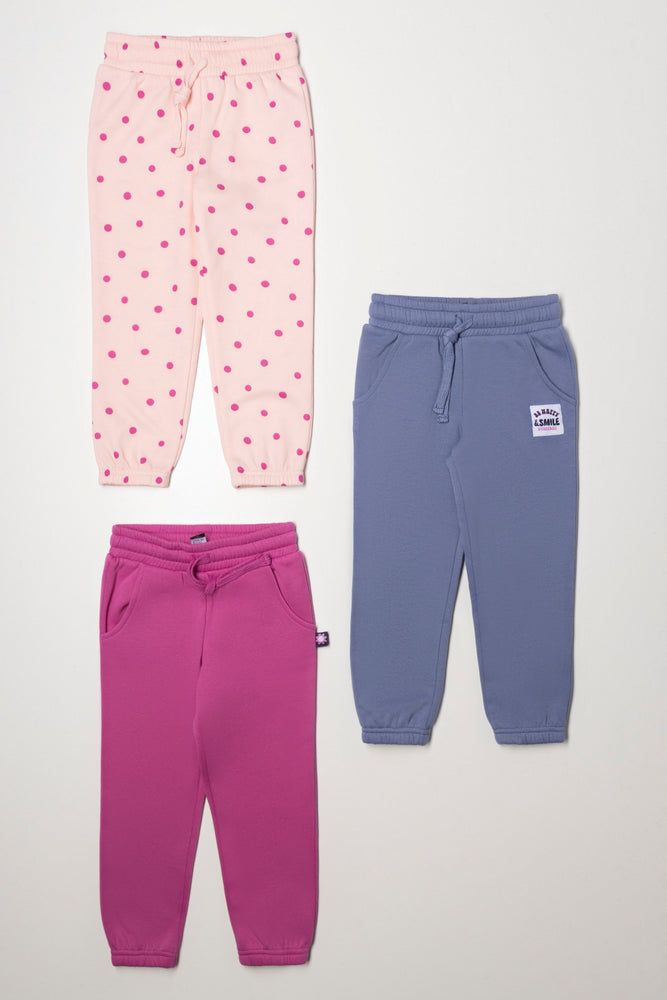 3 Pack Trackpants Blue, Pink And Purple