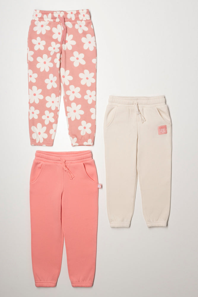 3 Pack Flower Trackpants Pink