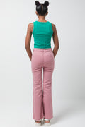 Flare Leg Cargo Denim Jeans Pink (3)