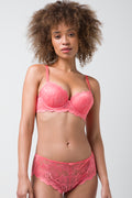 2 Pack Lace Balconette Bras Coral And White
