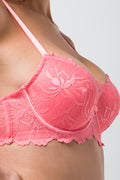 2 Pack Lace Balconette Bras Coral And White (1)