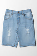Ripped Denim Short Blue