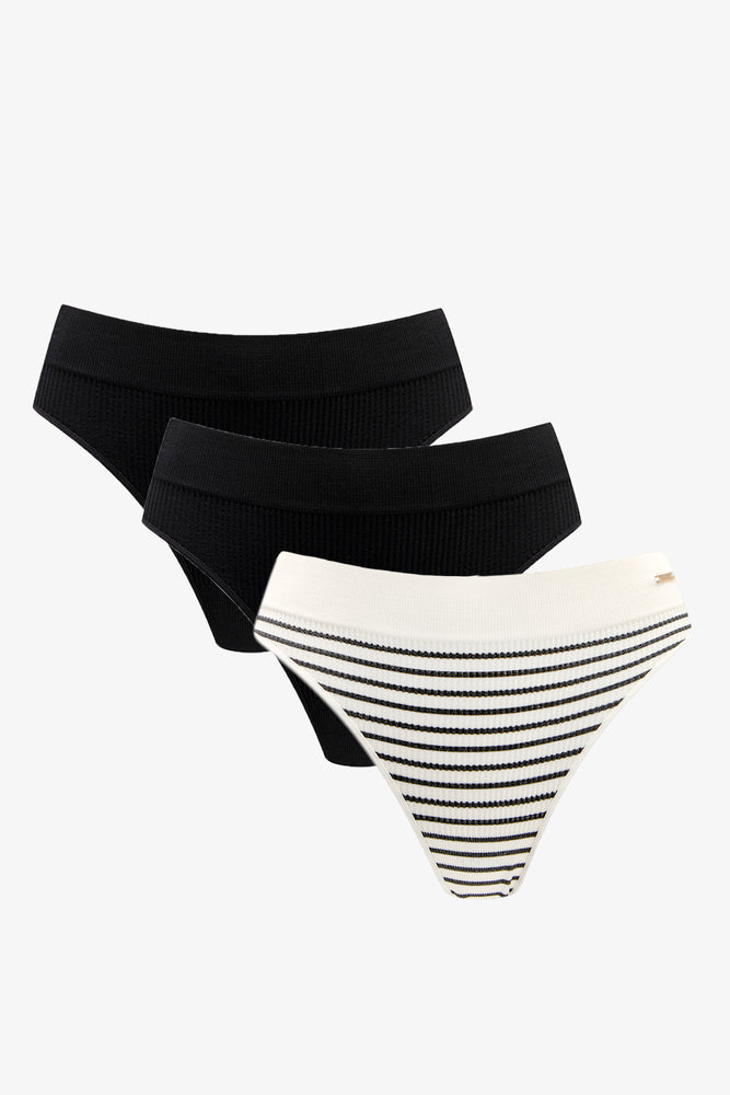 3 Pack Seamfree Thongs Black (1)