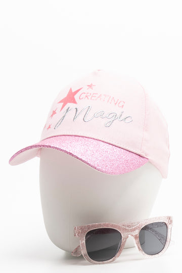 Magic Peak Cap  And Sunglasses Set Pink