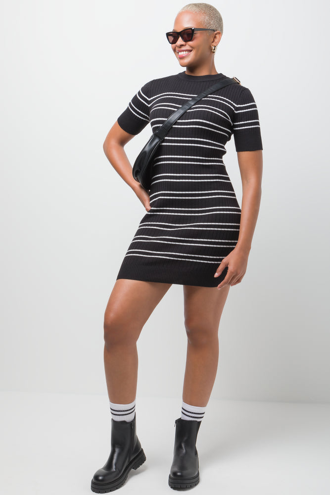 Short Sleeve Bodycon Dress Black