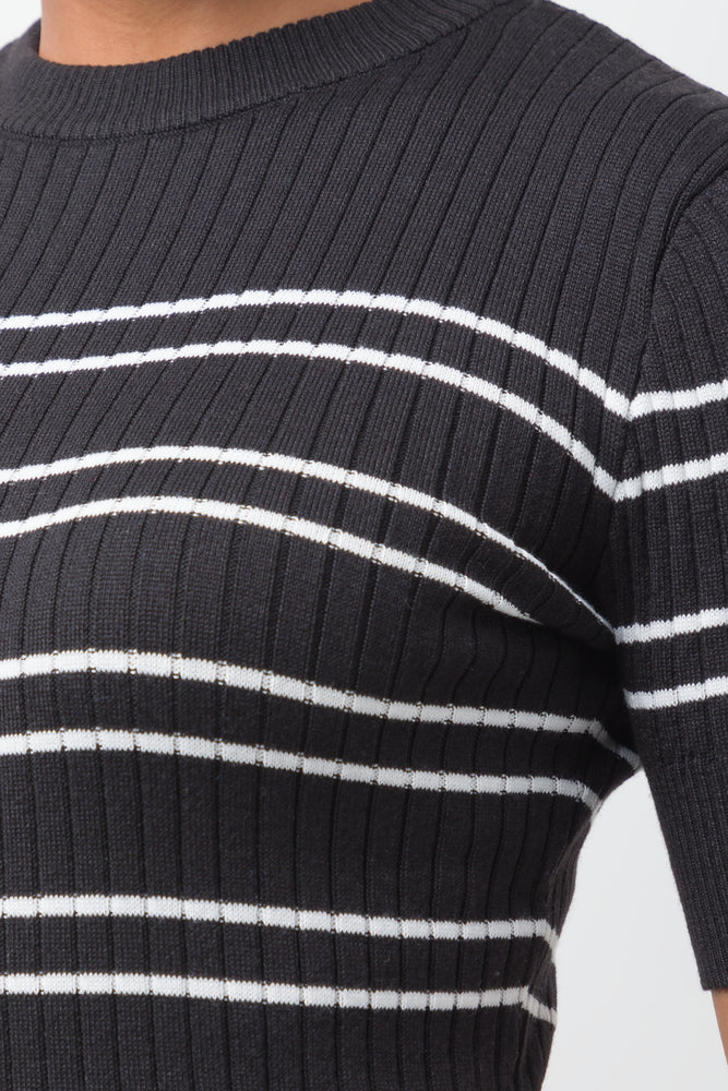 Short Sleeve Bodycon Dress Black (3)