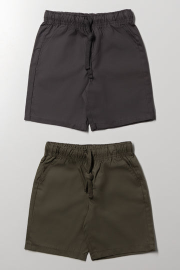 2 Pack Shorts Grey & Fatigue