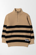 Stripe Quarter Zip Jersey Natural