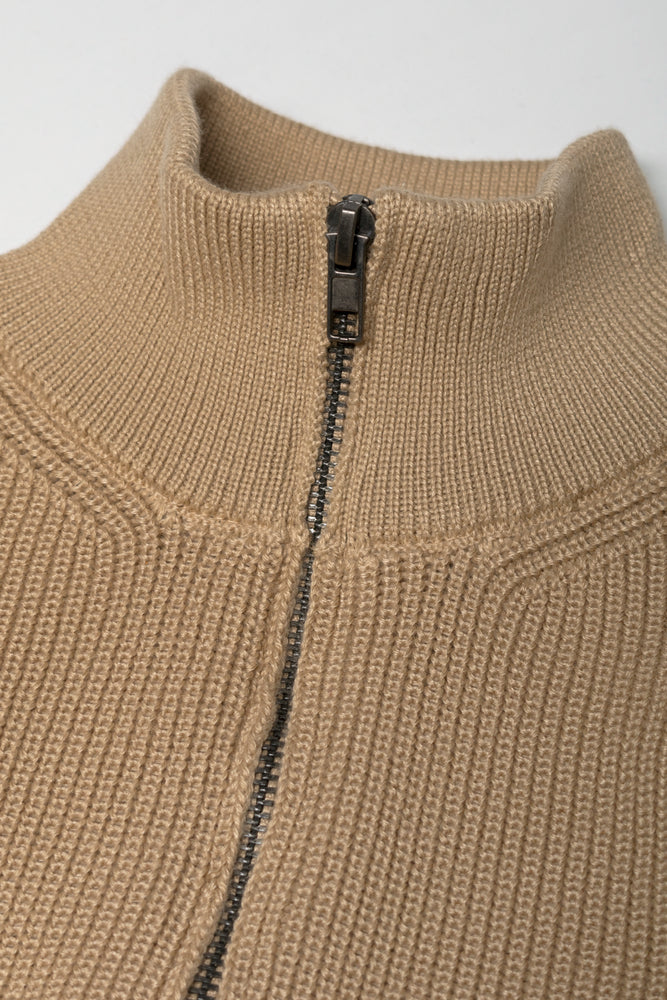 Stripe Quarter Zip Jersey Natural (1)
