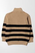 Stripe Quarter Zip Jersey Natural (3)