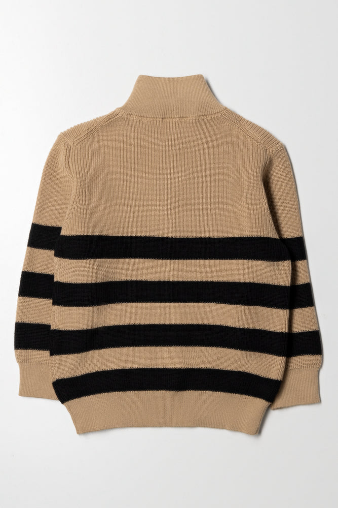 Stripe Quarter Zip Jersey Natural (3)