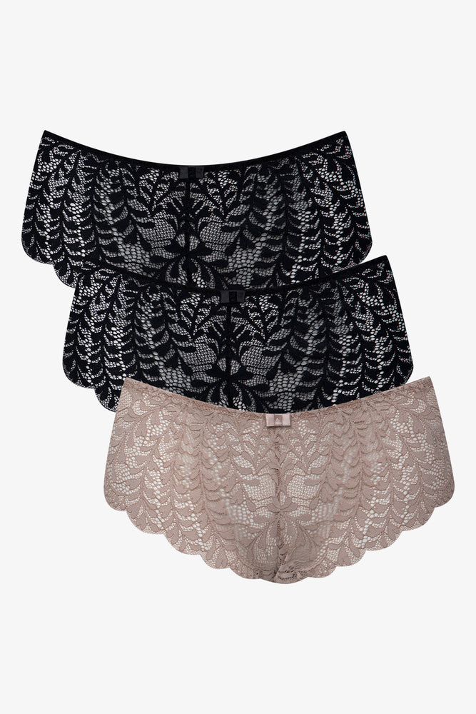 3 Pack Lace Boylegs Black And Nude (1)
