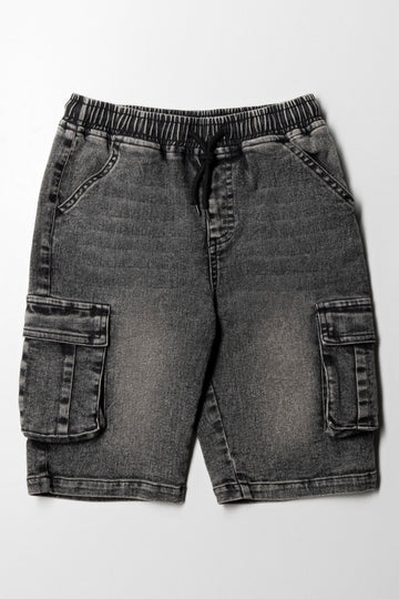Cargo Denim Short Black