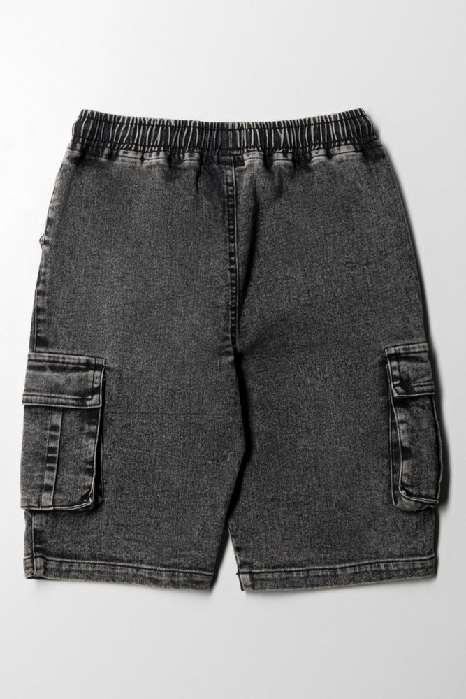 Cargo Denim Short Black Bottoms Jeans Ackermans