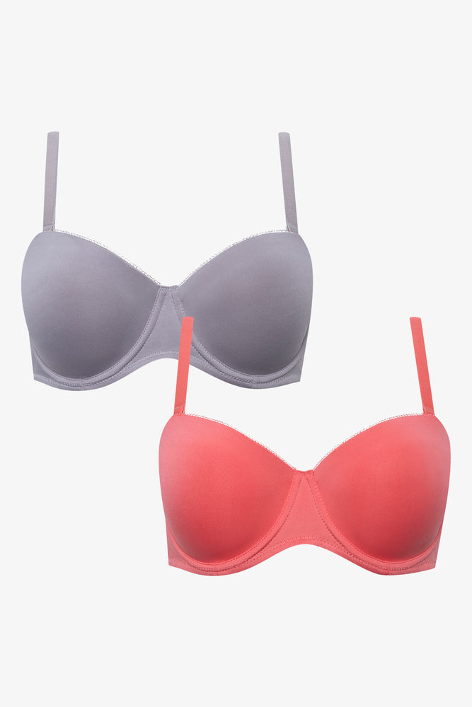 2 Pack Smooth Multiway Bras Coral And Grey (1)