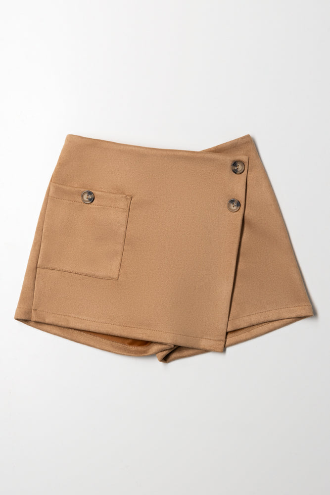 Suede Skort Light Brown