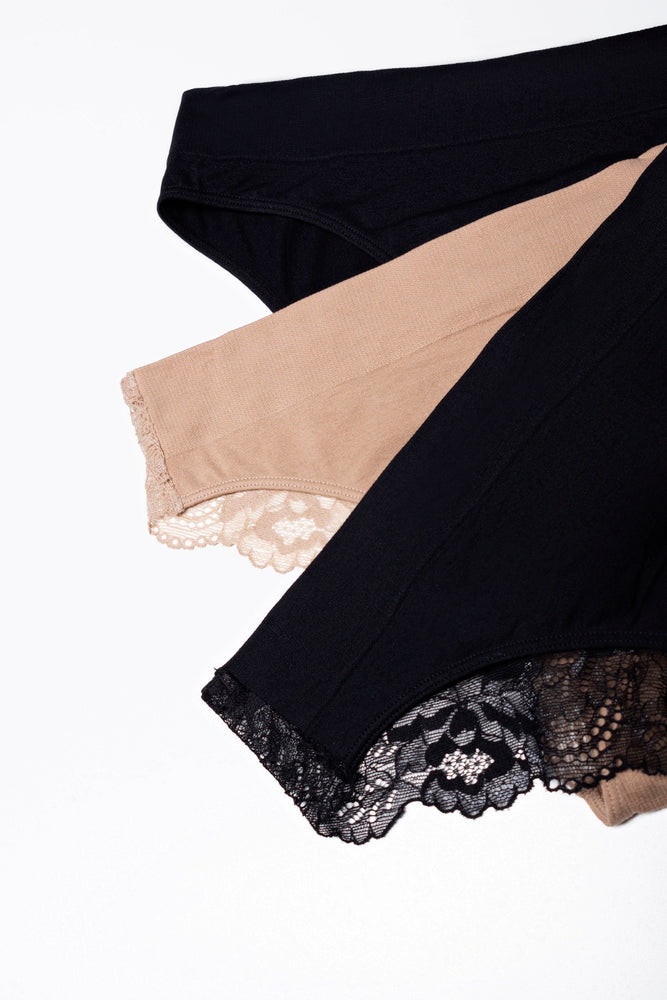 3 Pack Seamfree Lace Brazillian Panties Black And Natural (7)