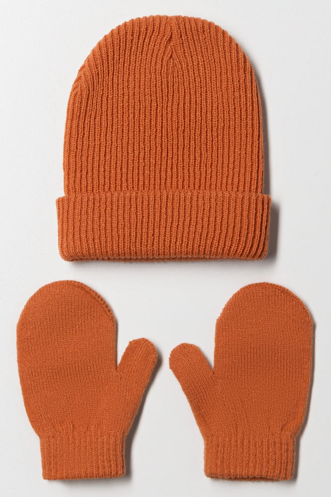 2 Piece Hat Set Brown