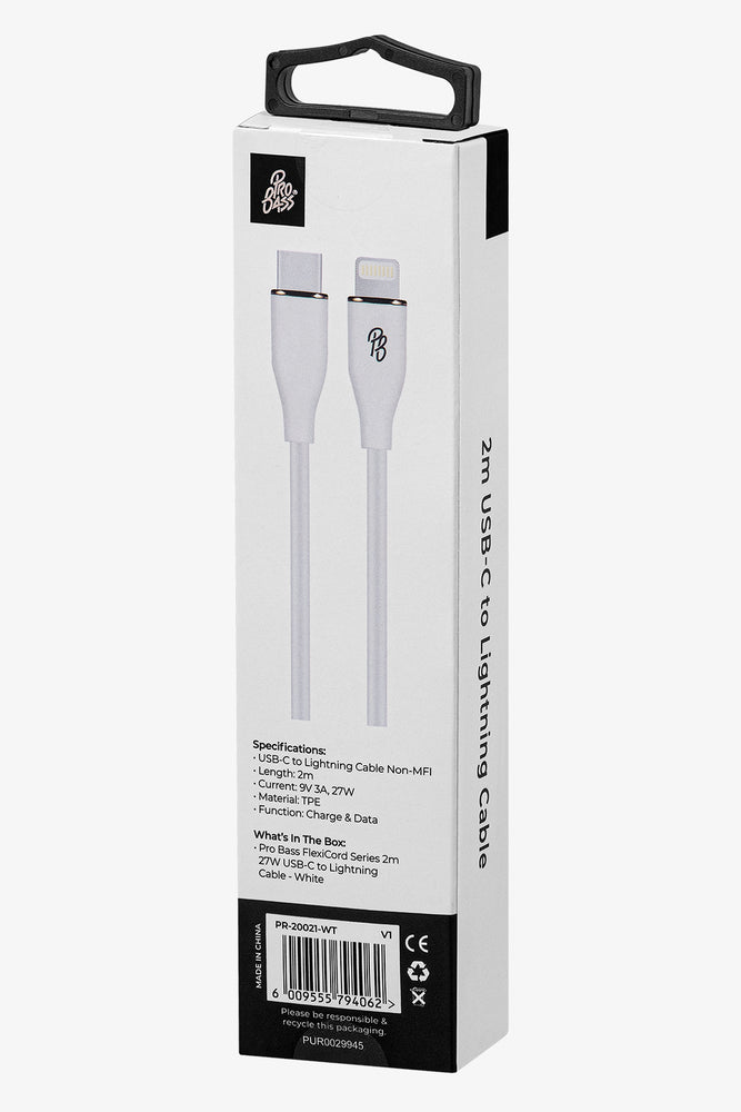Pro Bass FlexiCord Series Type C Lightning Cable White (2)