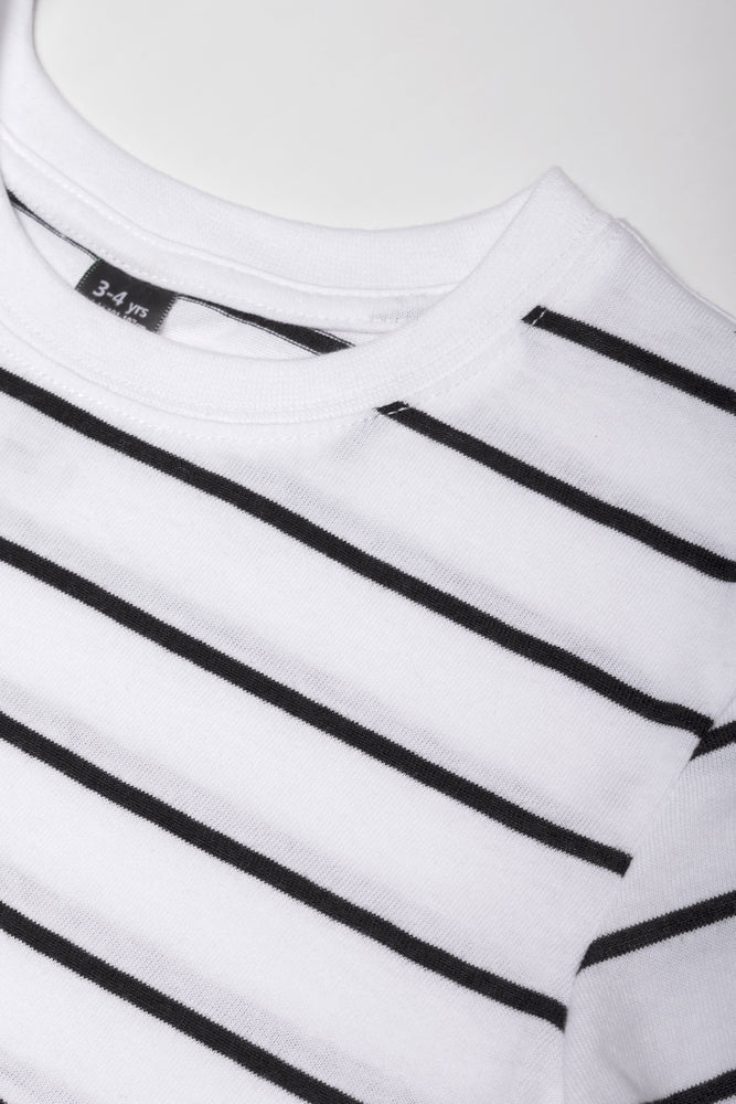 Stripe Short Sleeve T-Shirt Black And White (1)