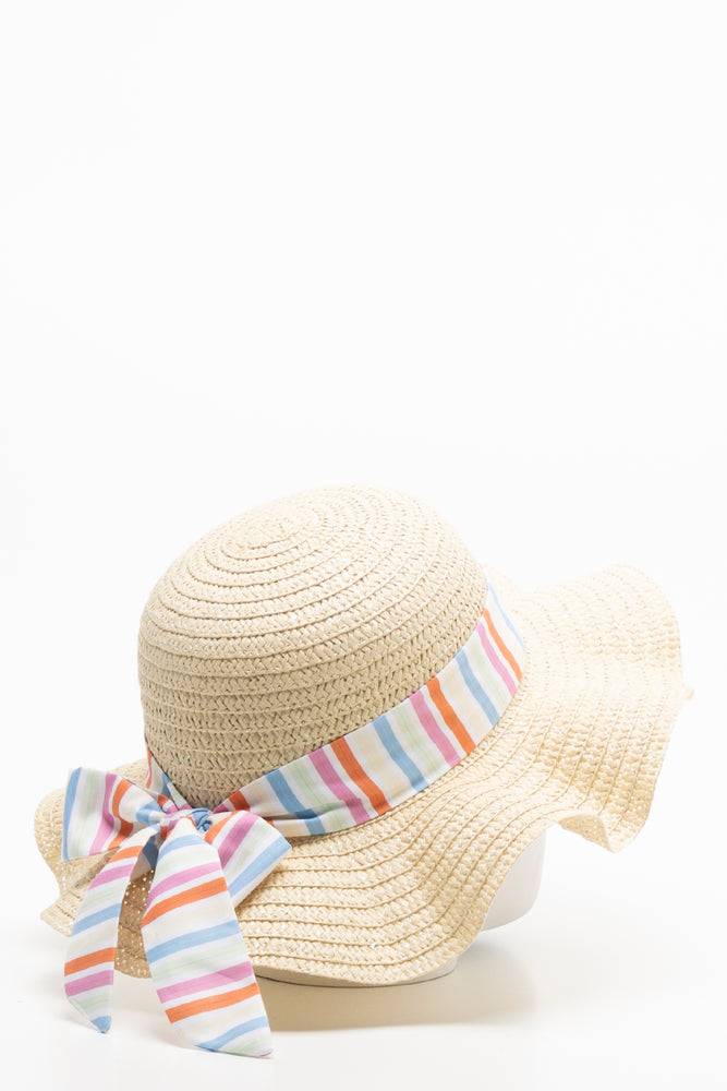 Stripe Ribbon Sunhat Natural