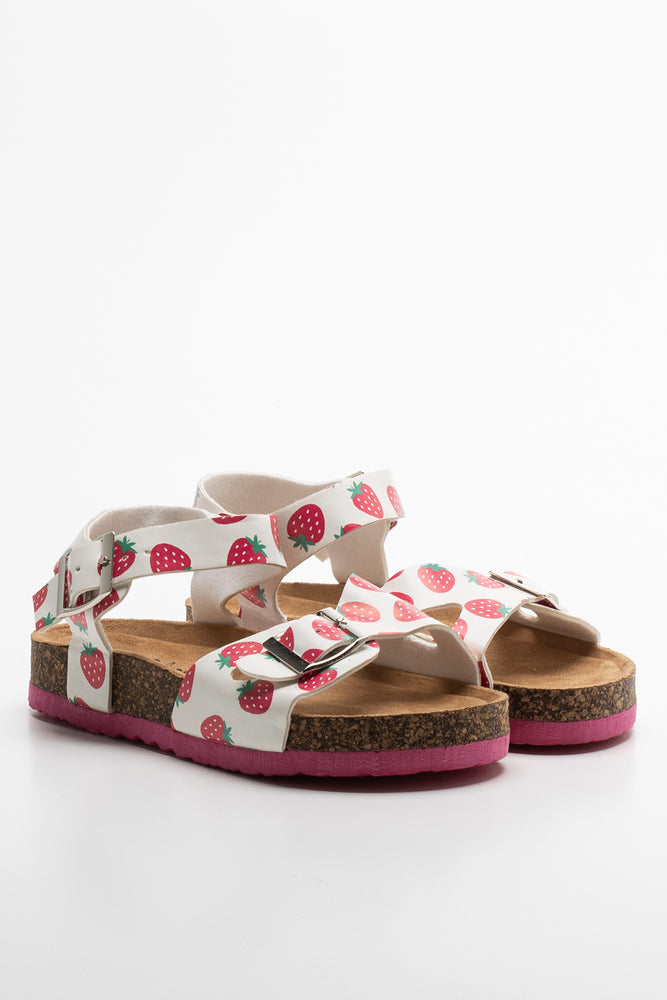 Strawberry Cork Sandal White