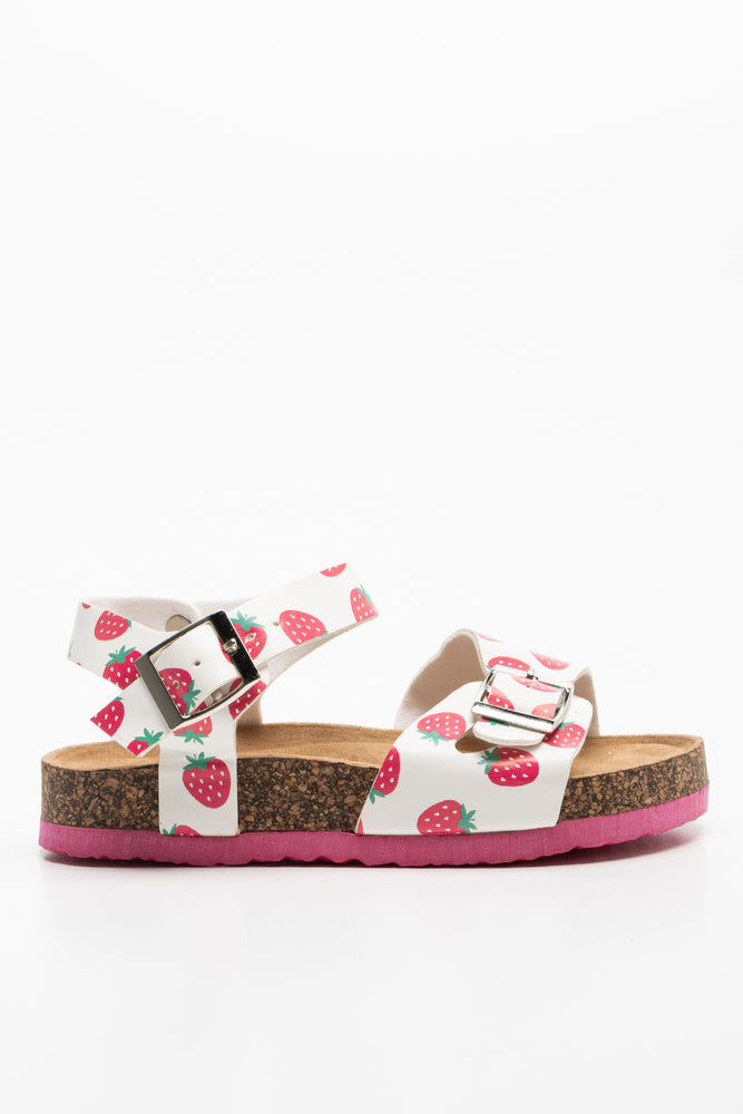 Strawberry Cork Sandal White