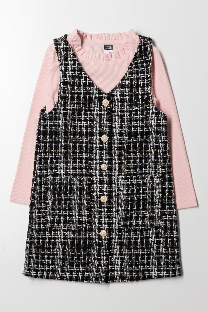 Tweed Pinafore Set Black