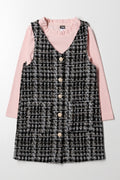 Tweed Pinafore Set Black