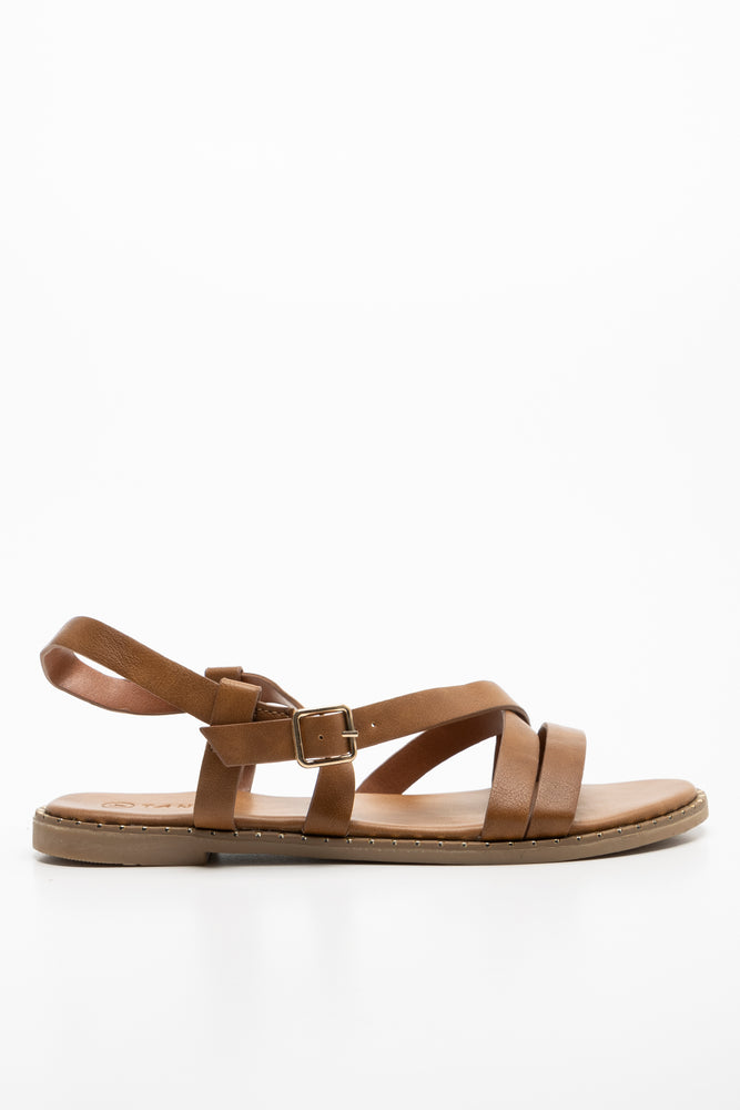 Cross Over Strappy Sandal Brown (1)