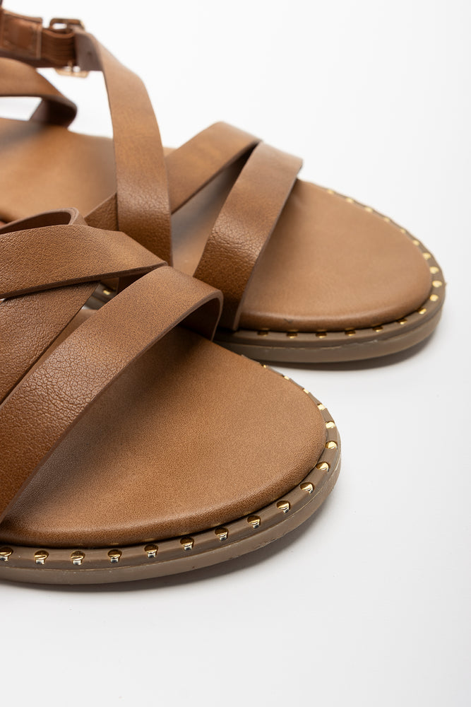 Cross Over Strappy Sandal Brown (2)