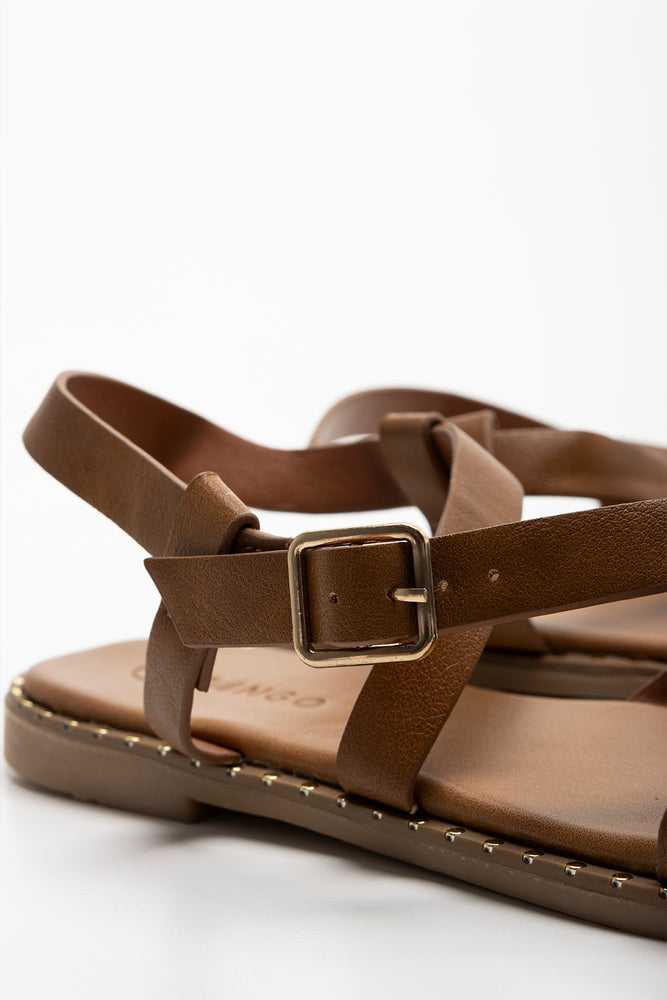 Cross Over Strappy Sandal Brown (3)