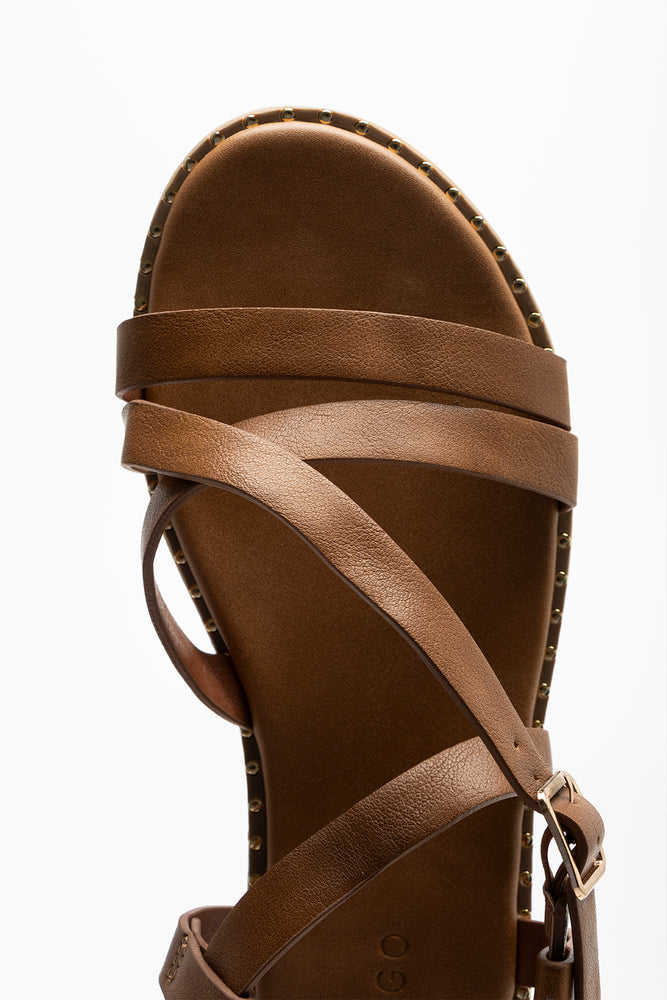 Cross Over Strappy Sandal Brown (4)