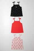 3 Pack Strappy Vests Black And Red