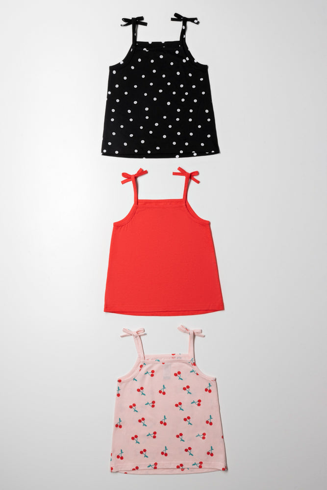 3 Pack Strappy Vests Black And Red (2)