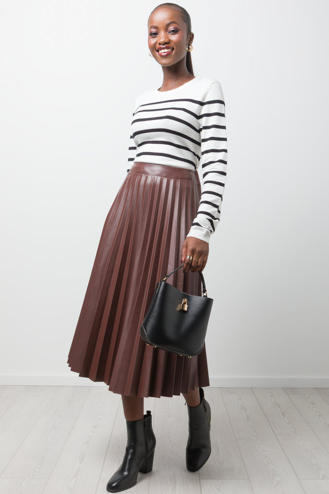 Pleated Skirt Brown