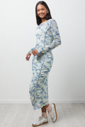 Long Sleeve Mesh Dress White & Blue (1)