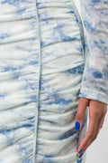 Long Sleeve Mesh Dress White & Blue (3)