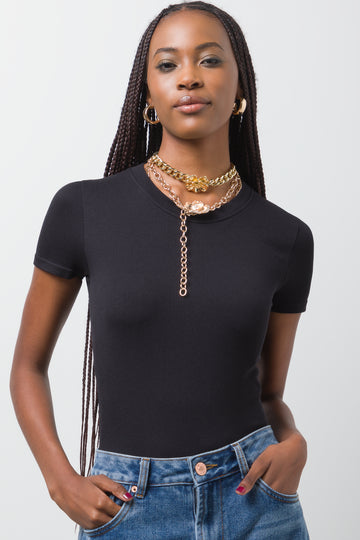 Rib Seamless Bodysuit Black