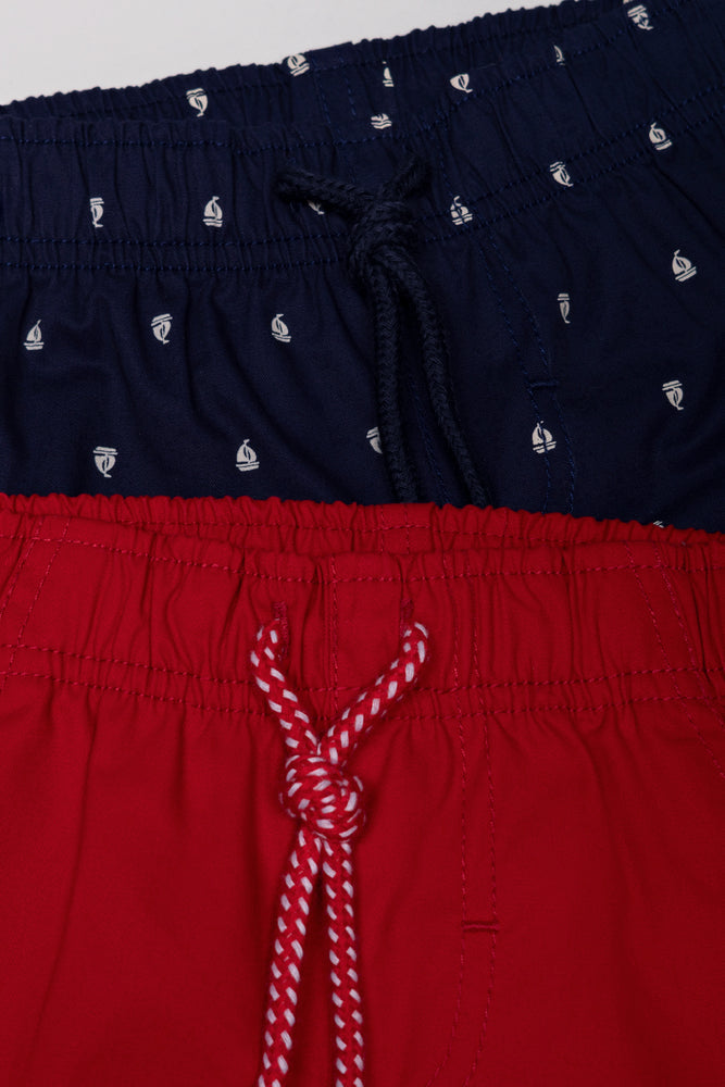 2 Pack Woven Shorts Red And Navy (1)