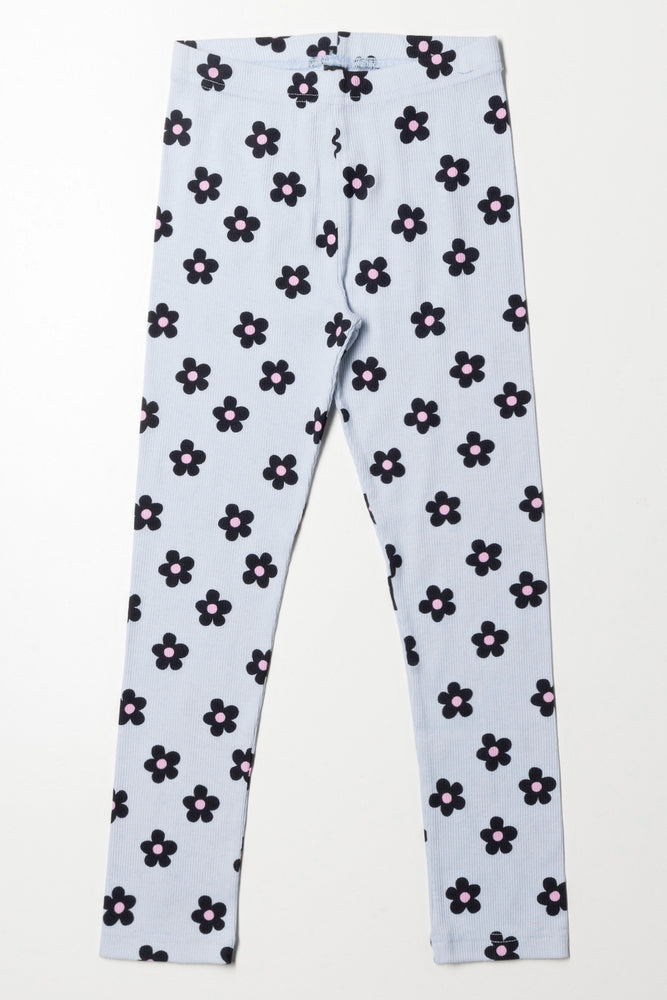 Floral Leggings Light Blue