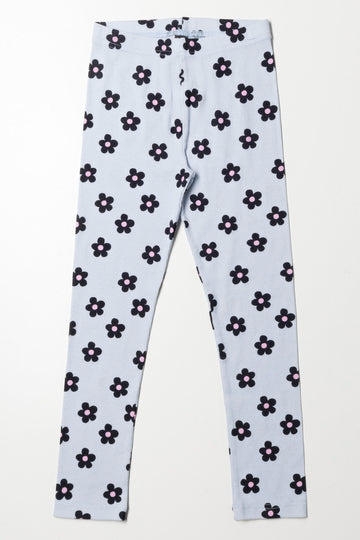 Floral Leggings Light Blue