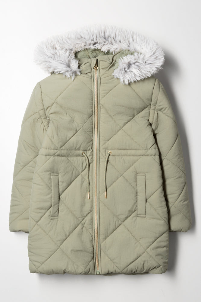 Hooded Puffer Coat Green