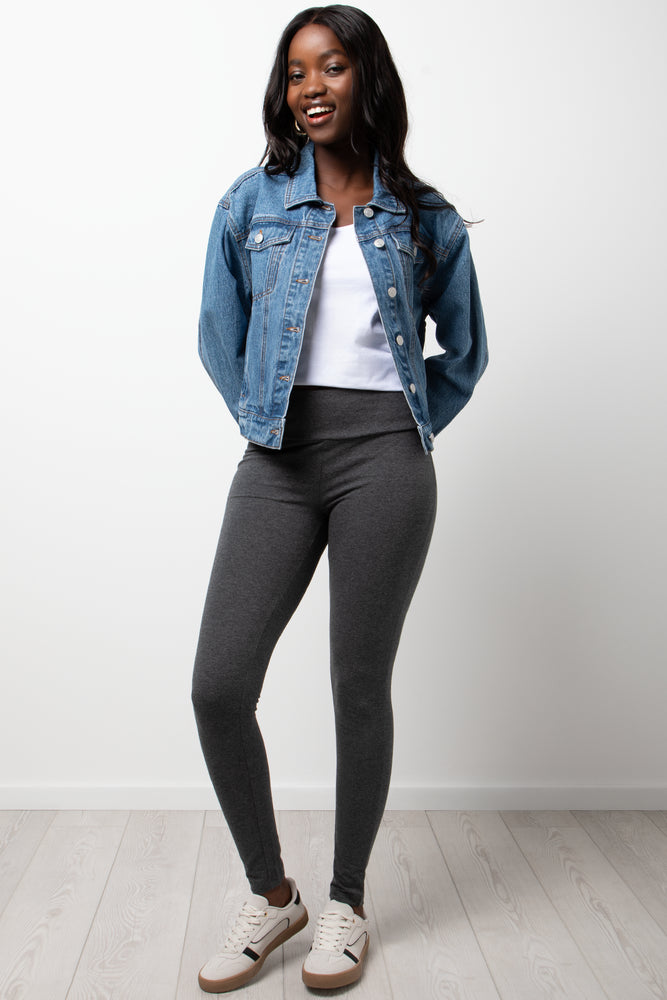 Wide Waist Leggings Dark Grey