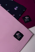 3 Pack Floral Polonecks Navy, Purple And Burgundy (2)
