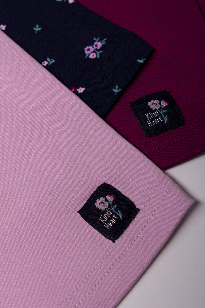 3 Pack Floral Polonecks Navy, Purple And Burgundy (2)
