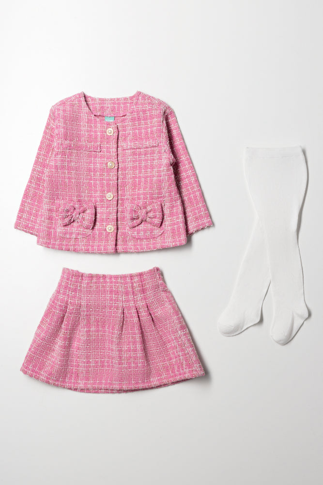 Tweed Skirt Set Pink