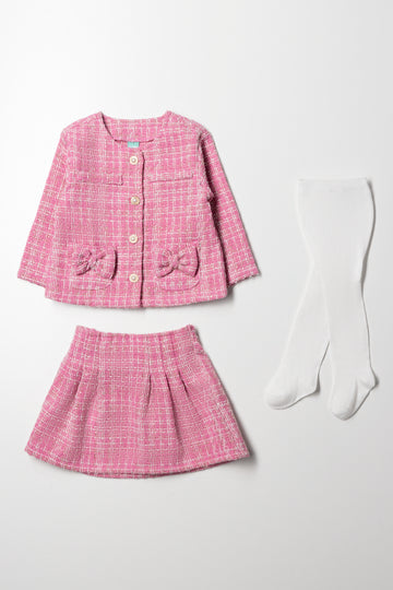 Tweed Skirt Set Pink