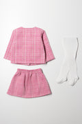 Tweed Skirt Set Pink (4)