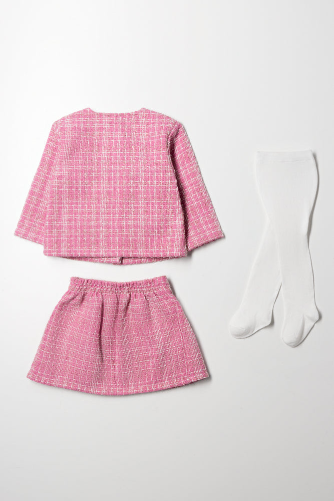 Tweed Skirt Set Pink (4)
